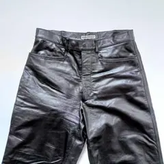 90s EMPORIO ARMANI ワイドレザーパンツ ブラック 44のサムネイル