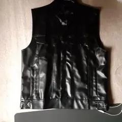 ブラックレザーベスト ノースリーブ