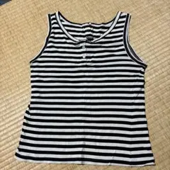 白と黒のストライプタンクトップ【l】