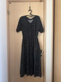 水玉模様 半袖シャツワンピース