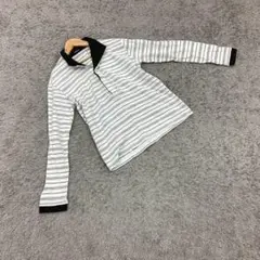 ✨COMMECAISM✨コムサイズム♡長袖ポロシャツ♡ボーダー♡白黒♡メンズ(L
