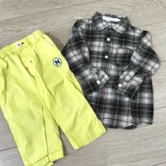 Tartine et Chocolat チェック柄シャツとイエローパンツセット