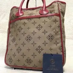 【美品】 ラシット トートバッグ A4 ロゴプレート キャンバス レザー 総柄