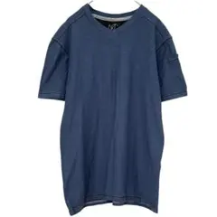 MODERN CULTURE Vネック Tシャツ【S】 ブルー インド綿100%