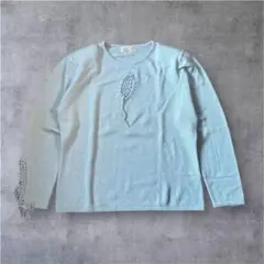 【VINTAGE】90’sカーディガン ニット ハンドメイド風 水色