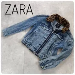 ZARA ファー付き デニムジャケット TRF 豹柄　XS