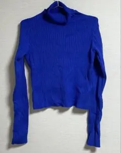 レディース 青 ニット ハイネック GRL トップスL