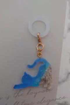 青色猫チャーム ハンドメイド