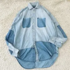ポロラルフローレン★美品★パッチワークデニムシャツ★インディゴブルー