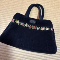 FEILER 花柄刺繍 ハンドバッグ 黒