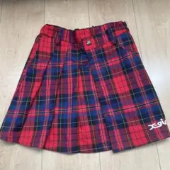 X-girl Stages チェック プリーツ アシンメトリー スカート 赤