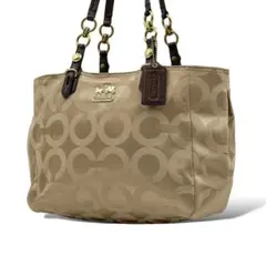 極美品 コーチ トートバッグ 肩掛け オプアート 馬車ロゴ キャンバス