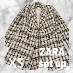 ZARA ブラウン　ブラック　チェック柄 セットアップ　XS