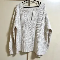 ★☆tiptop☆【And Search】ケーブルキーネックニットプルオーバー