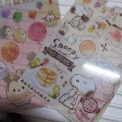 スヌーピーとツムツムの下敷き　2枚セット