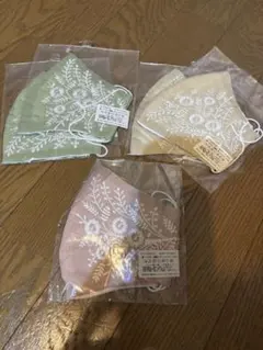 刺繍マスク 3色セット コットン100%