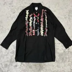 MOSCHINO JEANS フリルシャツ ブラック S イタリア製 BY82