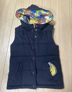 未使用に近い☆ダウンベスト☆ロデオクラウンズ☆ネイビー☆花柄×バナナ☆人気完売☆