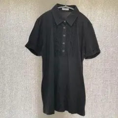 美品✦TRUTRUSSARDI フリルポロシャツ L ネイビー 日本製