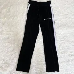 Palm Angels ブラック トラックパンツ ベロア素材