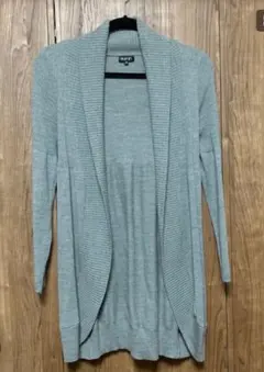 INDIVI グレー ロングカーディガン　ウエストベルト