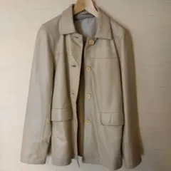 レザー　牛革　ジャケット ライトベージュ　くすみ　М　肌色
