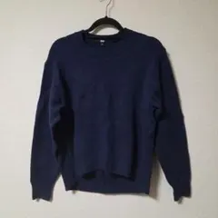 UNIQLO　ユニクロ　スフレヤーンクルーネックセーター　ネイビー　Sサイズ