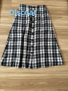 DISCOATロングチェック柄スカート Lサイズ