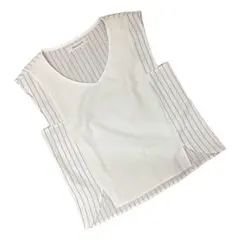 SPIRALGIRL Vネックストライプノースリーブ　ストライプ　ホワイト