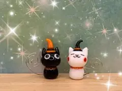 可愛い*°♡お花をどうぞクロネコ＆クローバーみっけネコ☆ミニチュア
