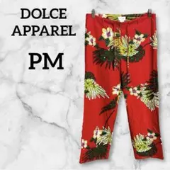DOLCE APPAREL【PM】赤 花柄 ビーズ刺繍 カジュアルパンツ