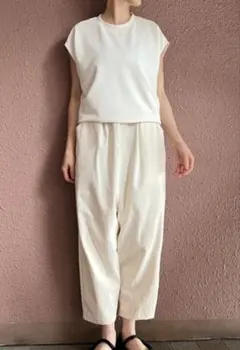 人気作家RATAさん　 ホワイトデニムバルーンパンツ 【ロング丈】