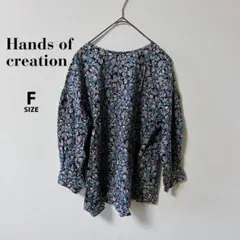 Hands of creation クルーネック パフスリーブ ブラウス 花柄のサムネイル