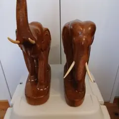 木製象の彫刻 置物 約30cm高