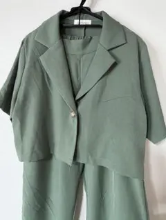 ショートジャケットとスラックス セットアップ(グリーン)