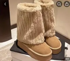 女性用ムートン厚底ブーツ 滑り止め付き 小さ目25cm 実際24.5くらい