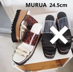 MURUA 厚底クリアウェッジサンダル ブラウン ゴールド 24.5~25cm