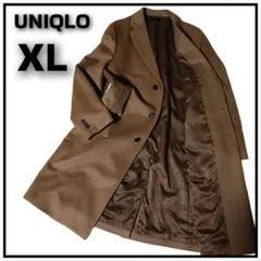 美品 UNIQLO ユニクロ チェスターコート カシミヤブレンド ブラウン XL