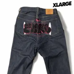 XLARGE ストレートジーンズ ダークブルー 32インチ　ワイドデニム　美品