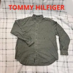 【希少】トミーヒルフィガー 80番手双糸 ギンガムチェックシャツ 刺繍ロゴ