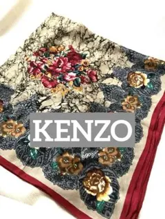 【KENZO】花柄薄手ウール大判ストール　ショールのサムネイル