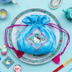 ハローキティ 飯店 刺繍きんちゃくポーチ 限定デザインステッカー付き