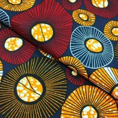 アフリカンプリント 1ヤード　オレンジ ダークレッド アフリカ布 生地 コットン