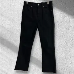 ザラ　フレアデニムパンツ　セミフレア　カットオフ　ハイウエスト　ブラック　M