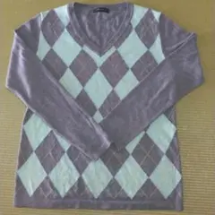 コムサイズム　アーガイルセーター　M