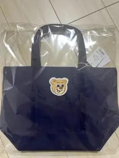 フェイラー オールドテディ ワッペントートバッグ ネイビー 小　Lサイズ