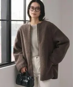 ボア ノーカラージャケット