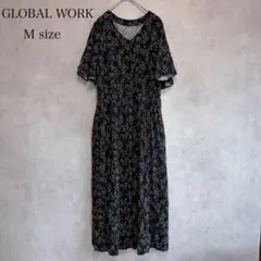 GLOBAL WORK グローバルワーク 花柄 ロングワンピース M 前開き