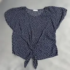 ⭐️OFUON 透け感のあるネイビー 半袖チュニック⭐️のサムネイル