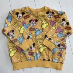ディズニー　しまむら　コラボ長袖トレーナー　100 黄色　ミッキー　風船　レトロ